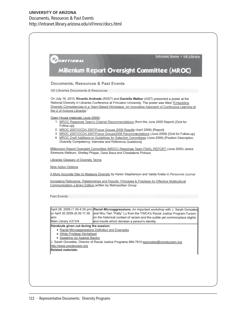 SPEC Kit 319: Diversity Plans and Programs (October 2010) page 122