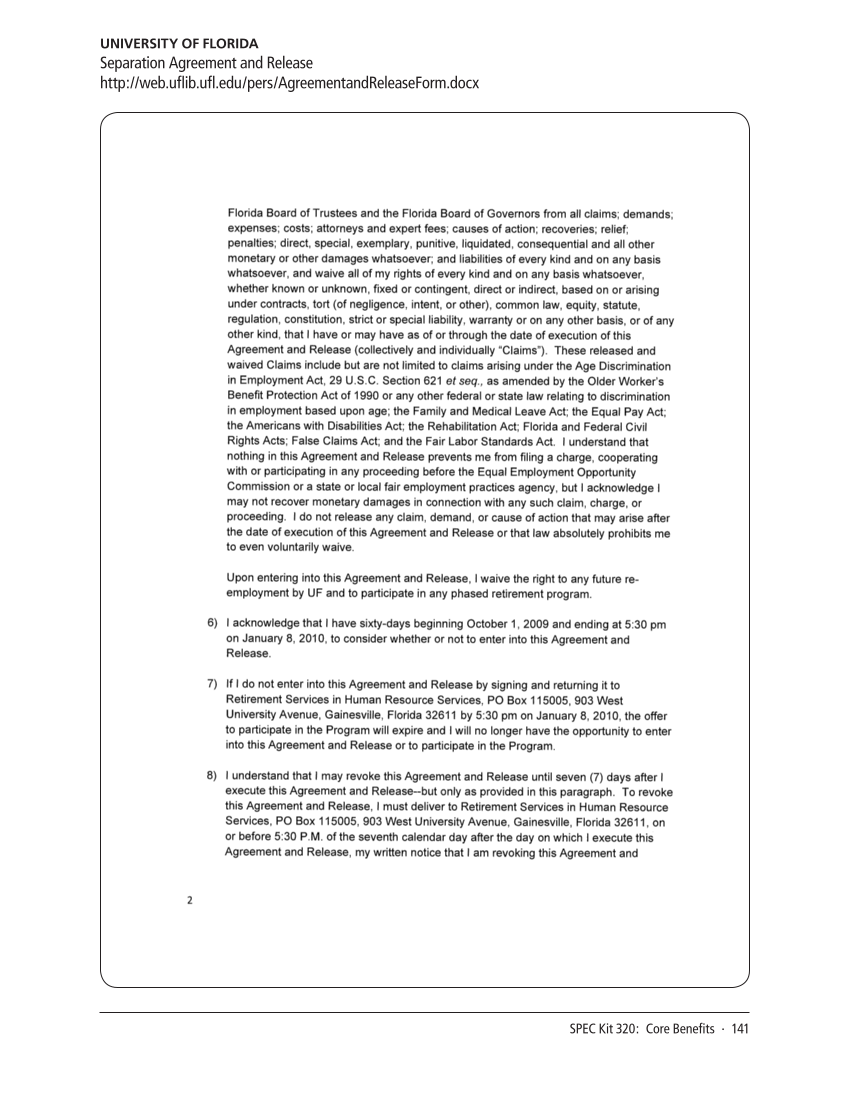SPEC Kit 320: Core Benefits (November 2010) page 141
