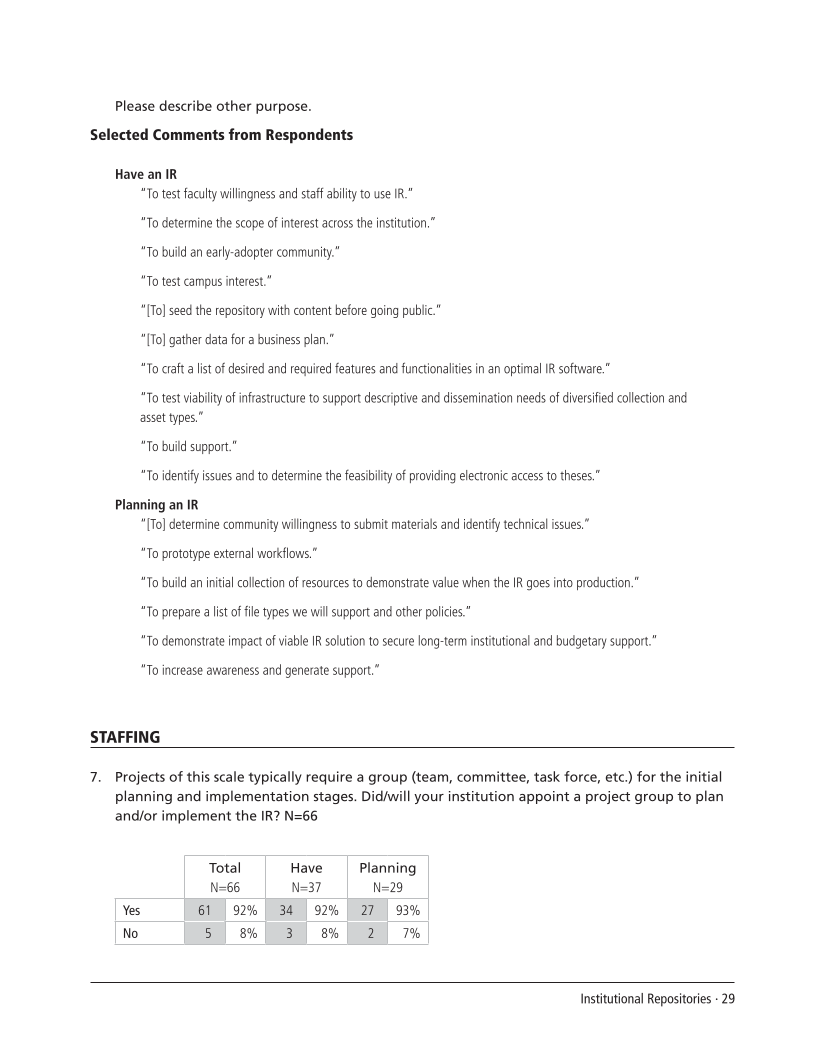 SPEC Kit 292: Institutional Repositories (July 2006) page 29