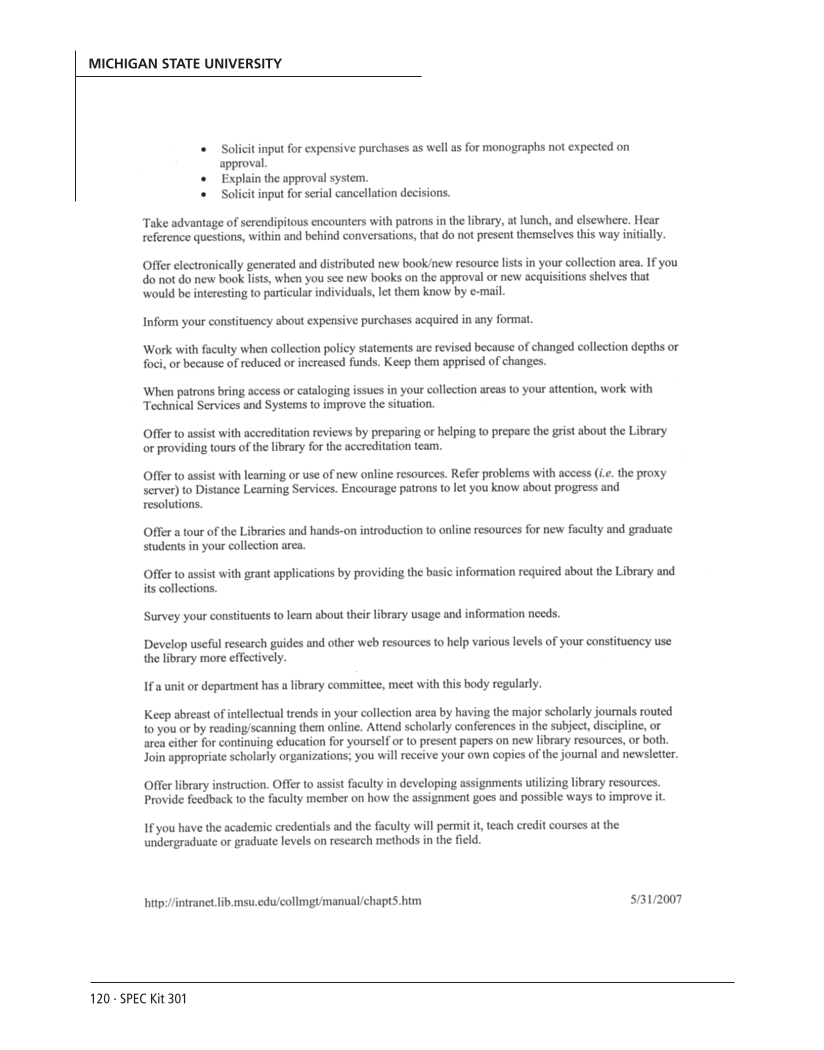 SPEC Kit 301: Liaison Services (October 2007) page 120