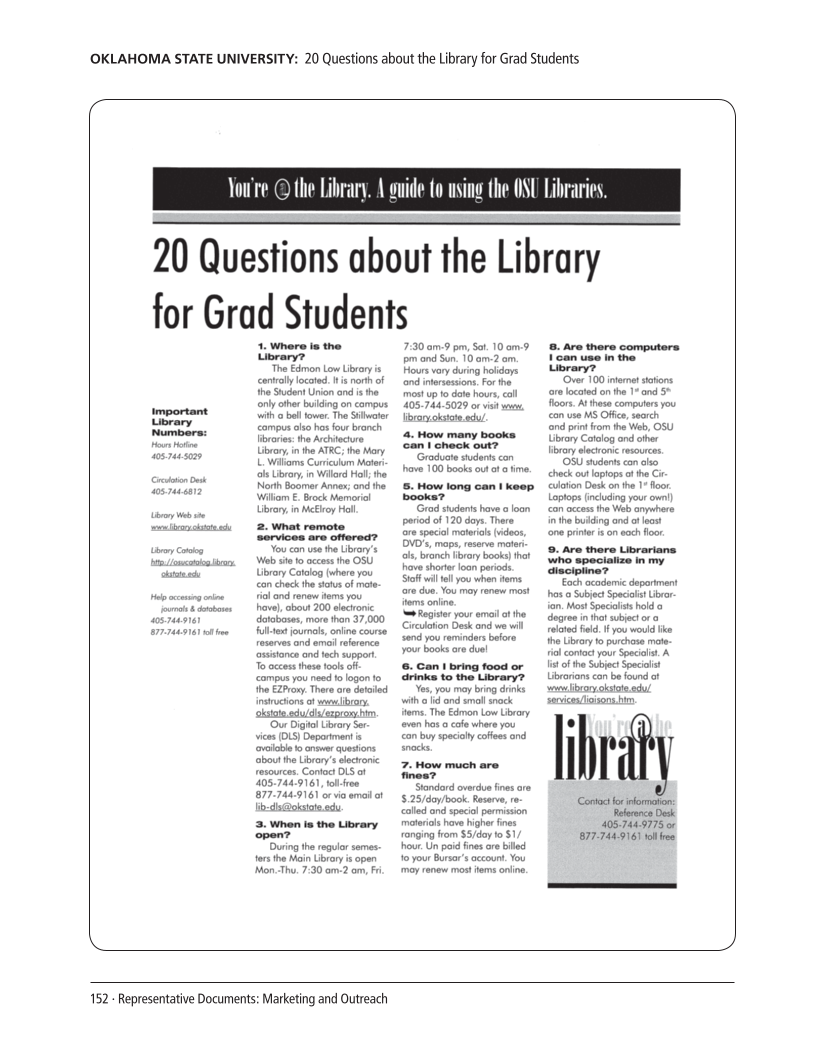 SPEC Kit 308: Graduate Student and Faculty Spaces and Services (November 2008) page 152