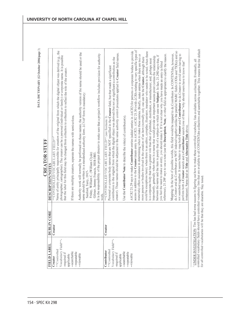 SPEC Kit 298: Metadata (July 2007) page 154