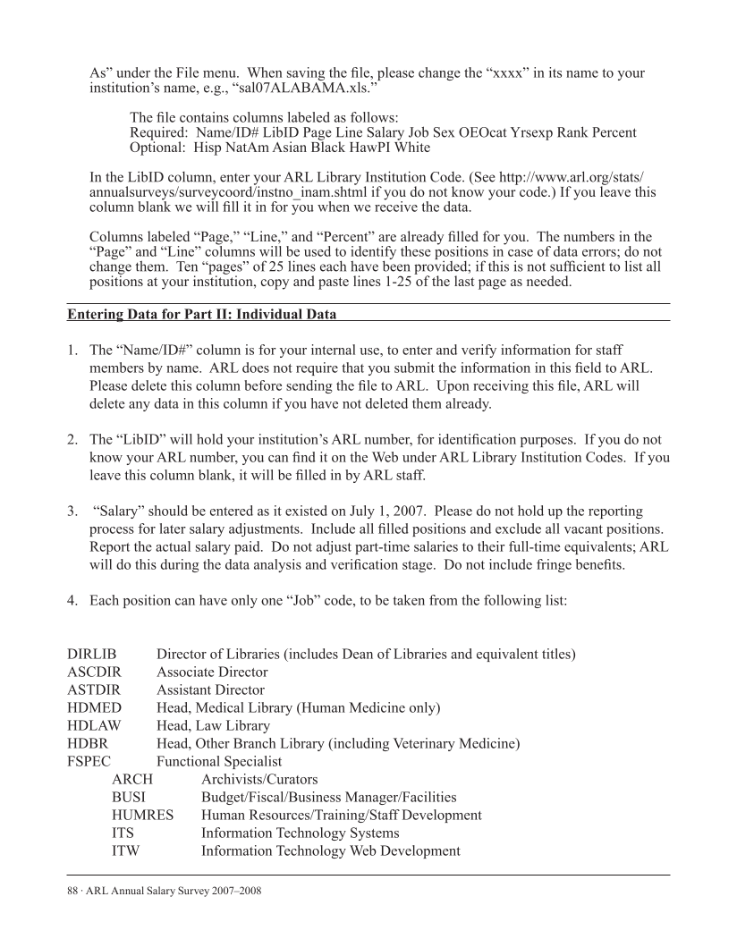 ARL Annual Salary Survey 2007–2008 page 88