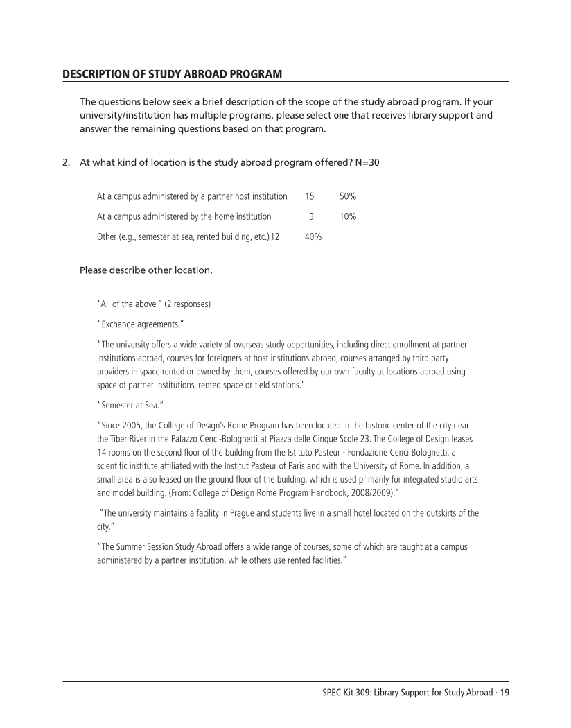 SPEC Kit 309: Library Support for Study Abroad (December 2008) page 19