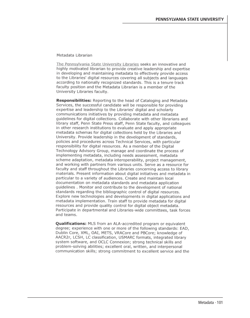 SPEC Kit 298: Metadata (July 2007) page 101