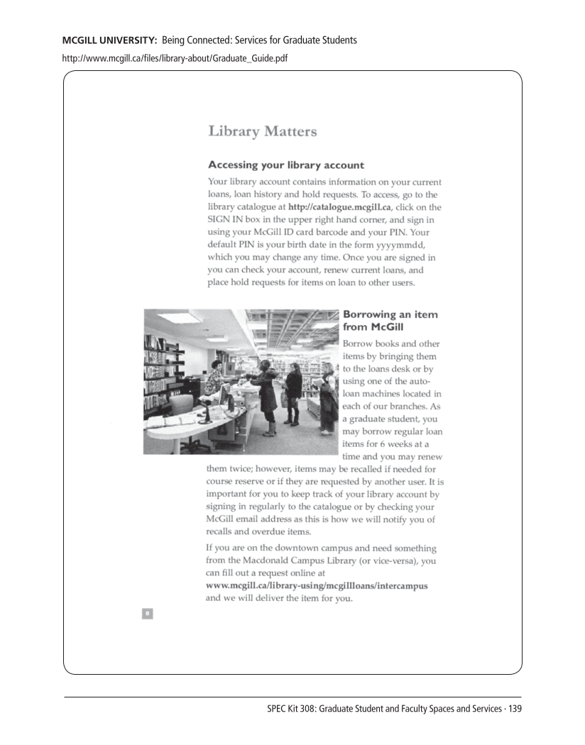 SPEC Kit 308: Graduate Student and Faculty Spaces and Services (November 2008) page 139