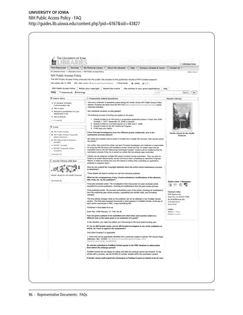 SPEC Kit 311: Public Access Policies (August 2009) page 96