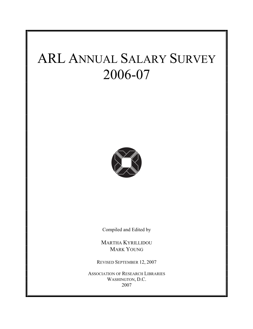 ARL Annual Salary Survey 2006–2007 page