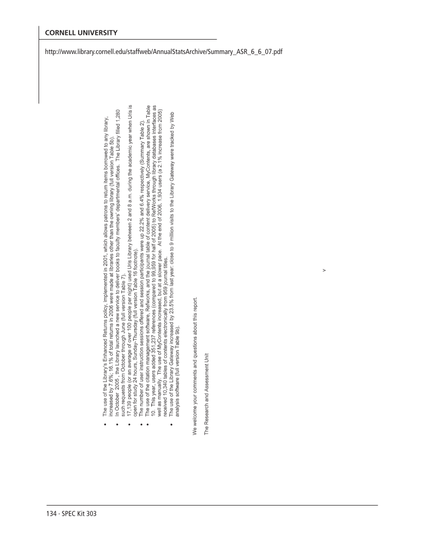 SPEC Kit 303: Library Assessment (December 2007) page 134