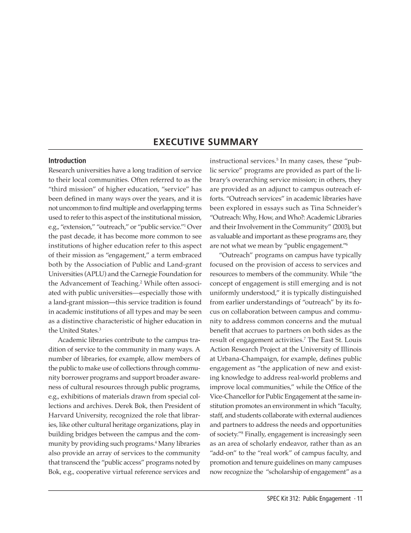 SPEC Kit 312: Public Engagement (September 2009) page 11
