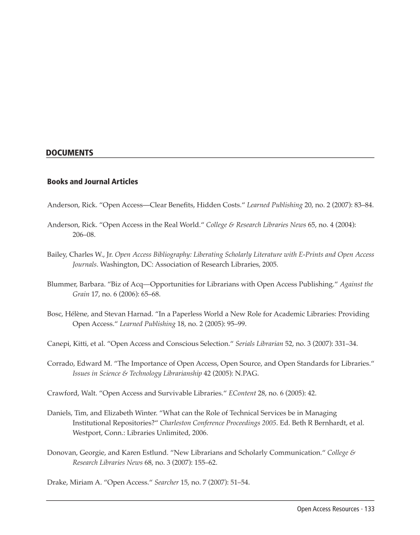 SPEC Kit 300: Open Access Resources (September 2007) page 133