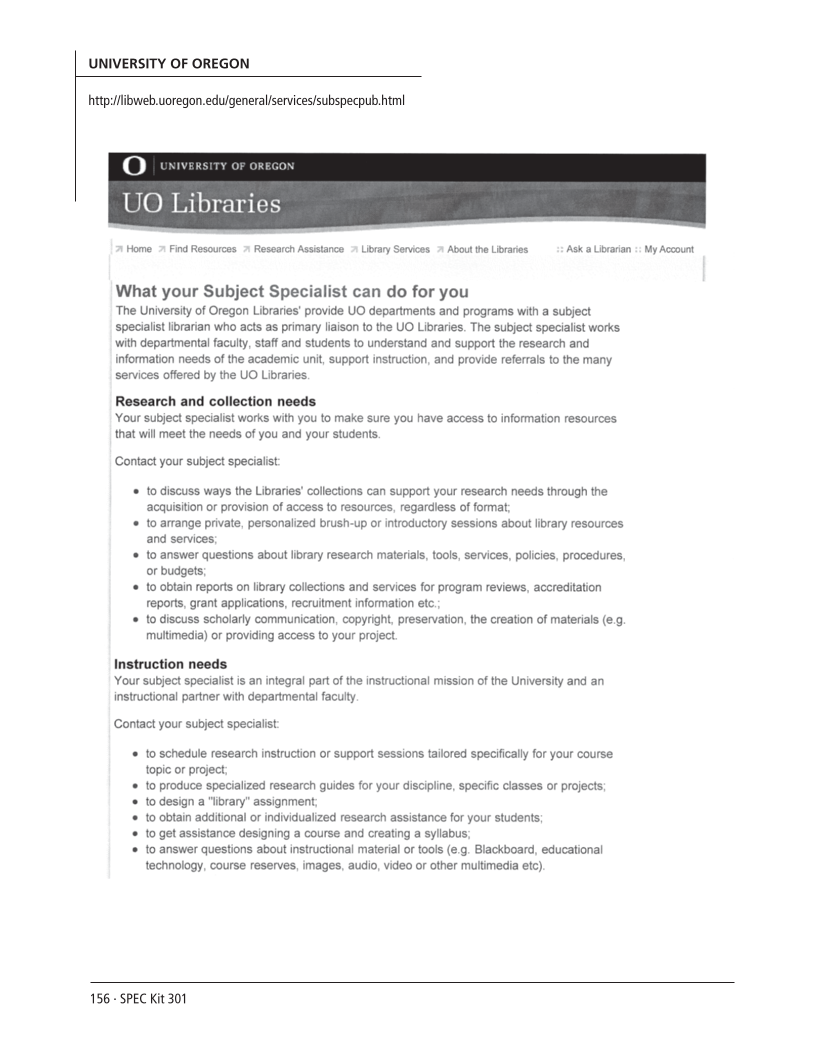 SPEC Kit 301: Liaison Services (October 2007) page 156