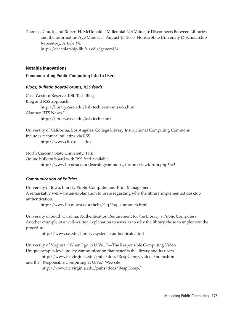 SPEC Kit 302: Managing Public Computing (November 2007) page 175