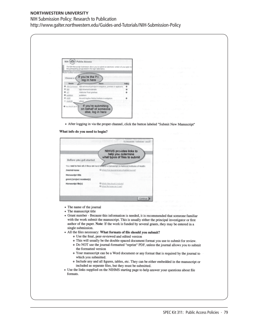 SPEC Kit 311: Public Access Policies (August 2009) page 79