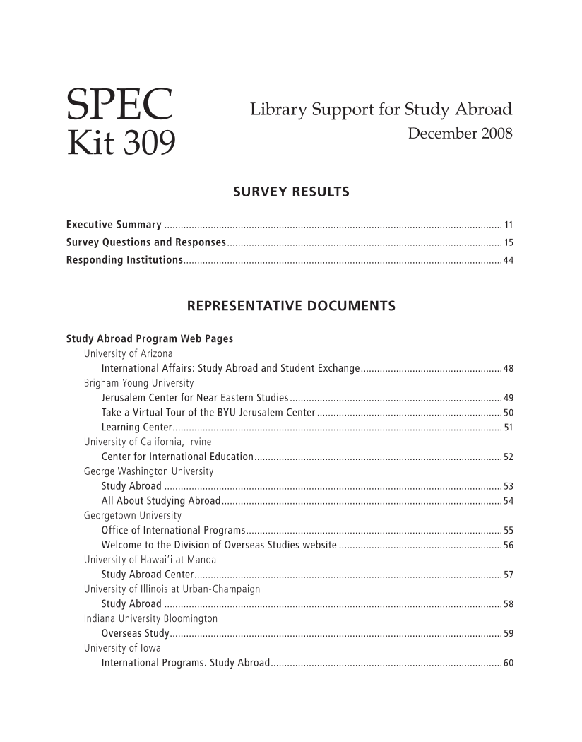 SPEC Kit 309: Library Support for Study Abroad (December 2008) page 5