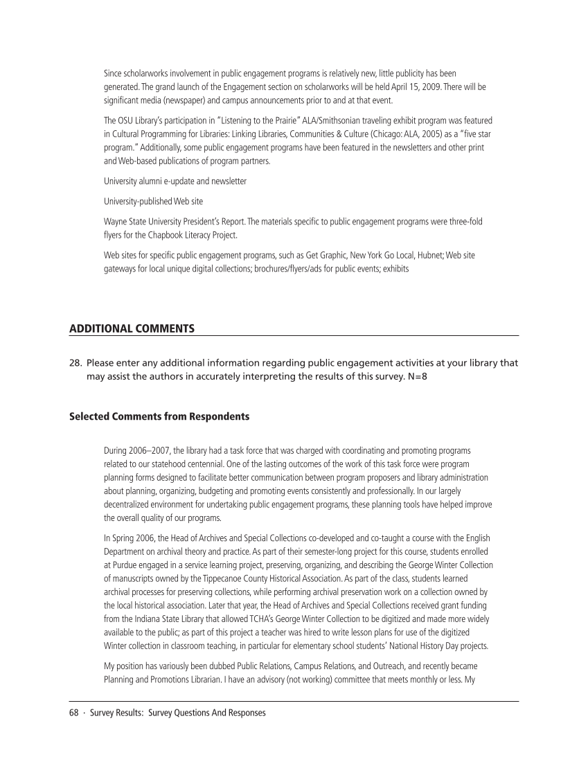 SPEC Kit 312: Public Engagement (September 2009) page 68