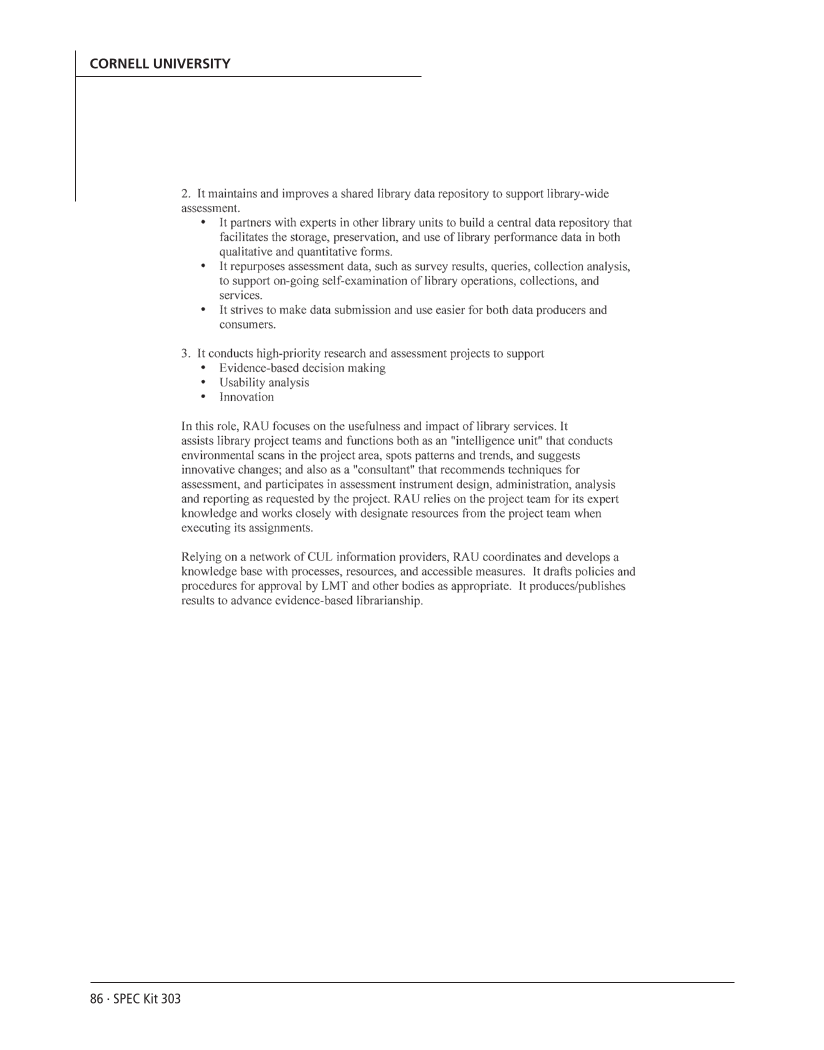 SPEC Kit 303: Library Assessment (December 2007) page 86