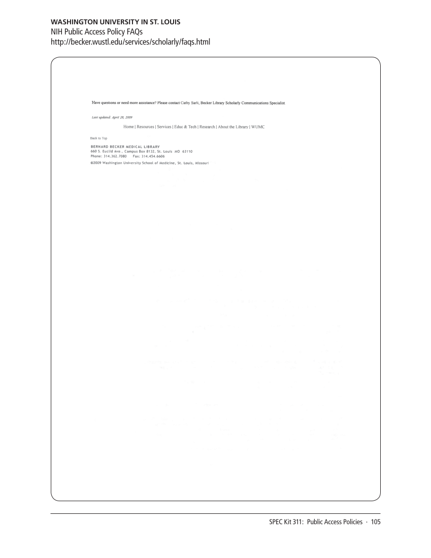 SPEC Kit 311: Public Access Policies (August 2009) page 105