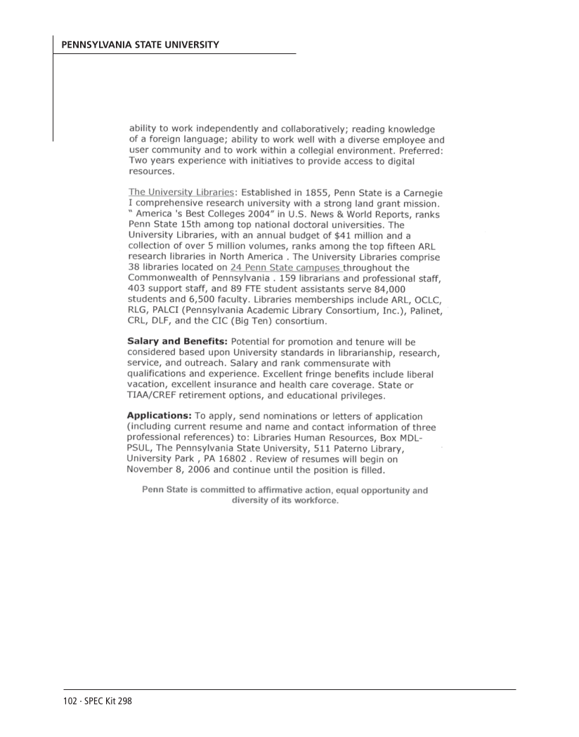 SPEC Kit 298: Metadata (July 2007) page 102