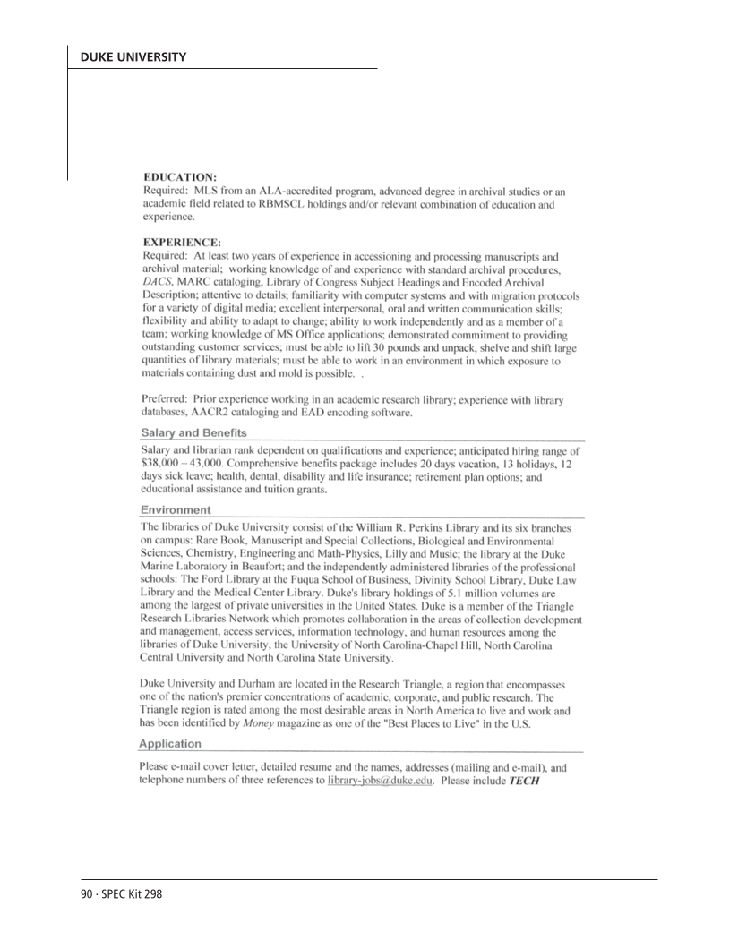 SPEC Kit 298: Metadata (July 2007) page 90