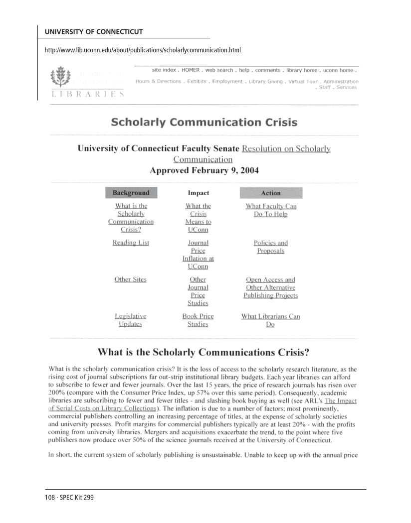 SPEC Kit 299: Scholarly Communication Education Initiatives (August 2007) page 108