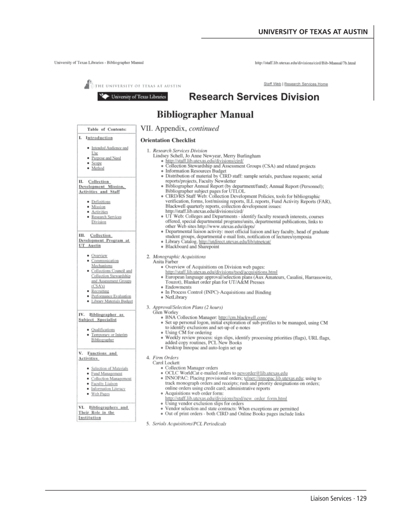SPEC Kit 301: Liaison Services (October 2007) page 129