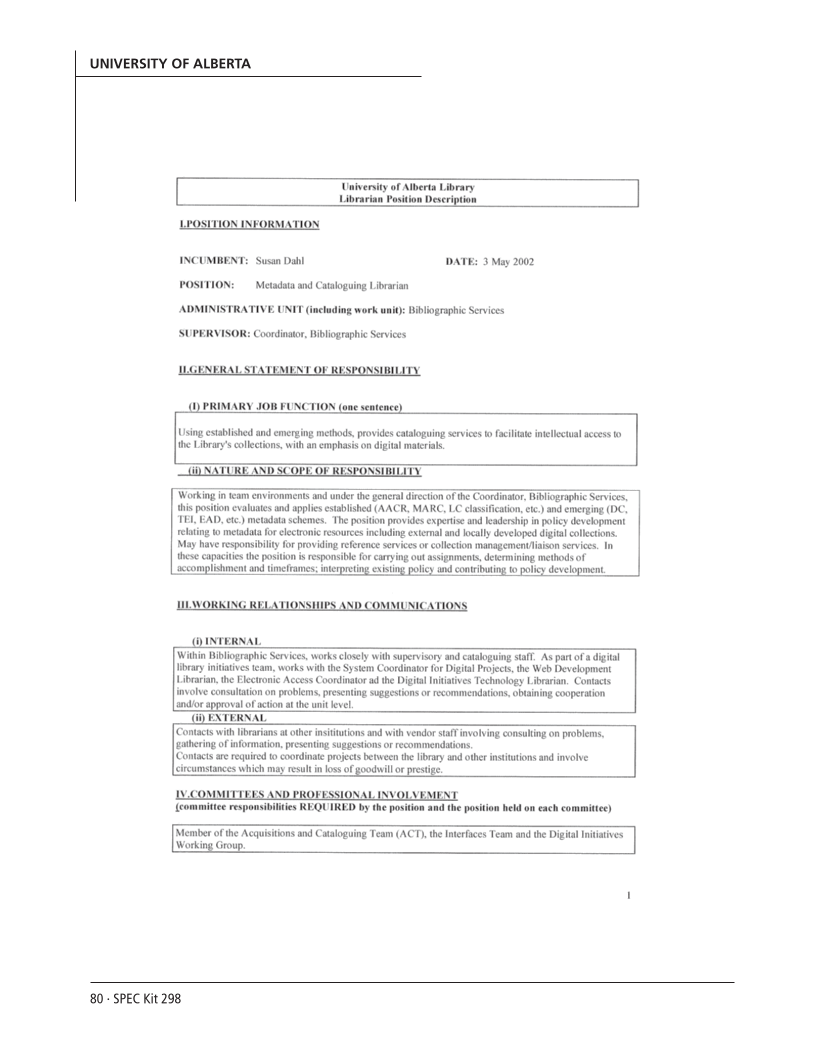 SPEC Kit 298: Metadata (July 2007) page 80