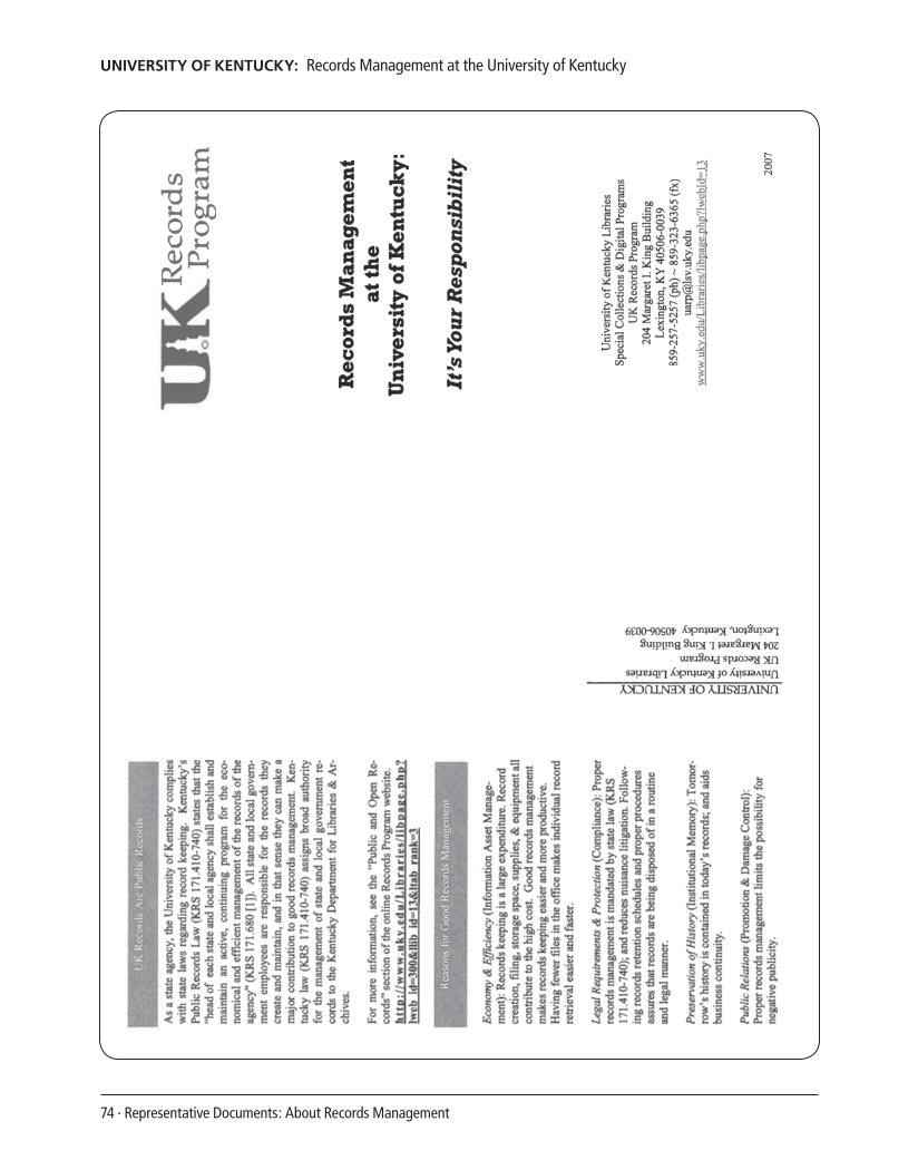 SPEC Kit 305: Records Management (August 2008) page 74