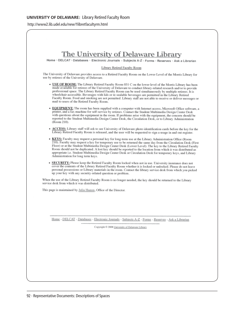SPEC Kit 308: Graduate Student and Faculty Spaces and Services (November 2008) page 92