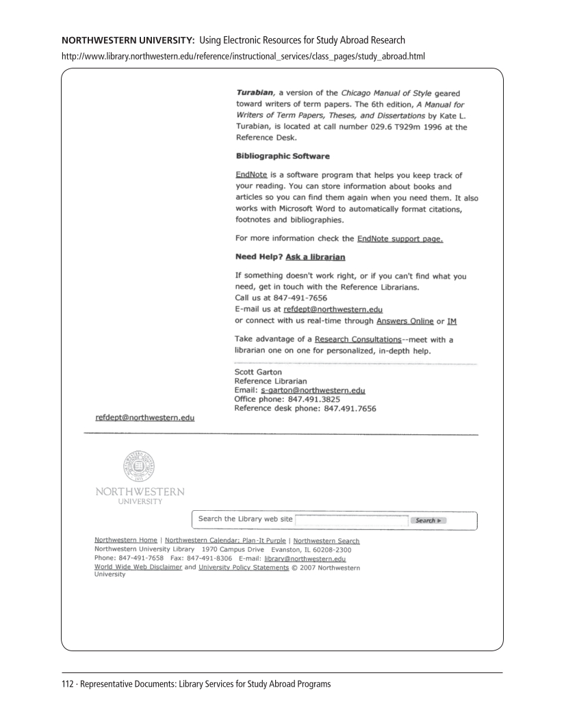 SPEC Kit 309: Library Support for Study Abroad (December 2008) page 112