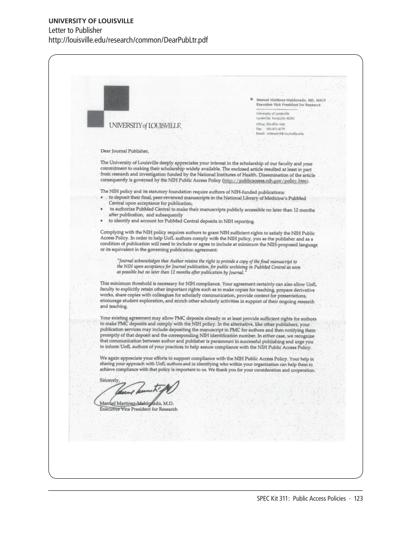 SPEC Kit 311: Public Access Policies (August 2009) page 123