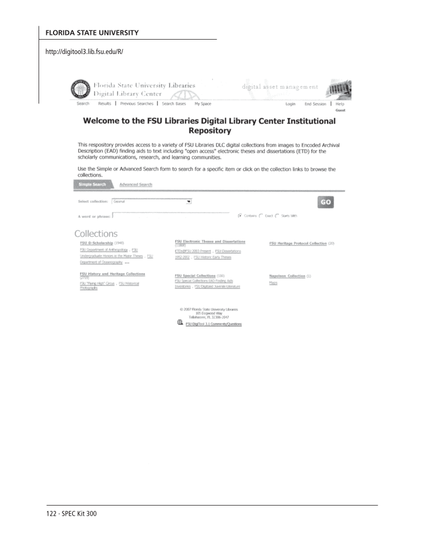 SPEC Kit 300: Open Access Resources (September 2007) page 122