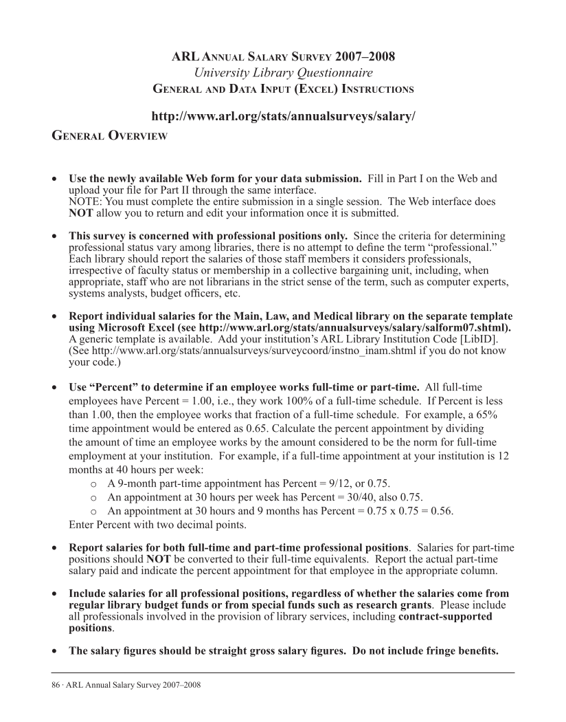 ARL Annual Salary Survey 2007–2008 page 86