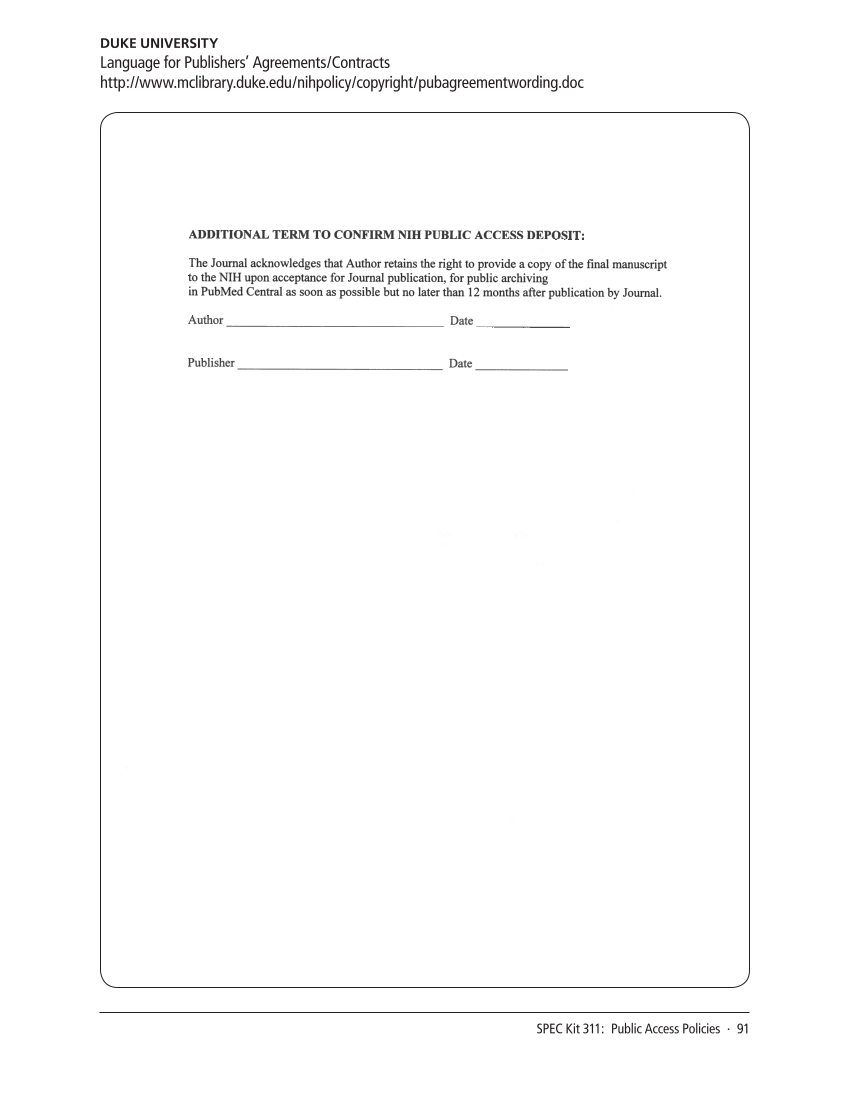 SPEC Kit 311: Public Access Policies (August 2009) page 91
