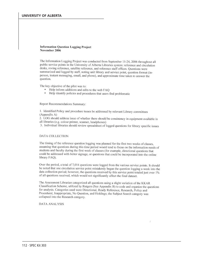 SPEC Kit 303: Library Assessment (December 2007) page 112