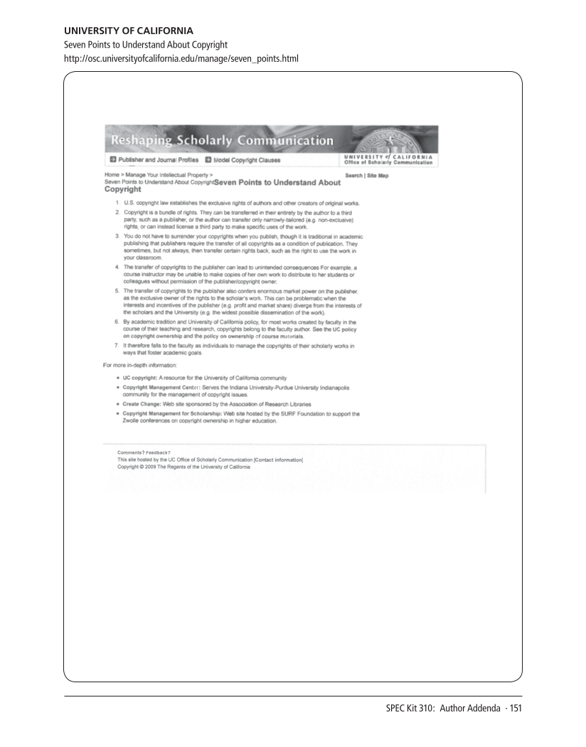 SPEC Kit 310: Author Addenda (July 2009) page 151