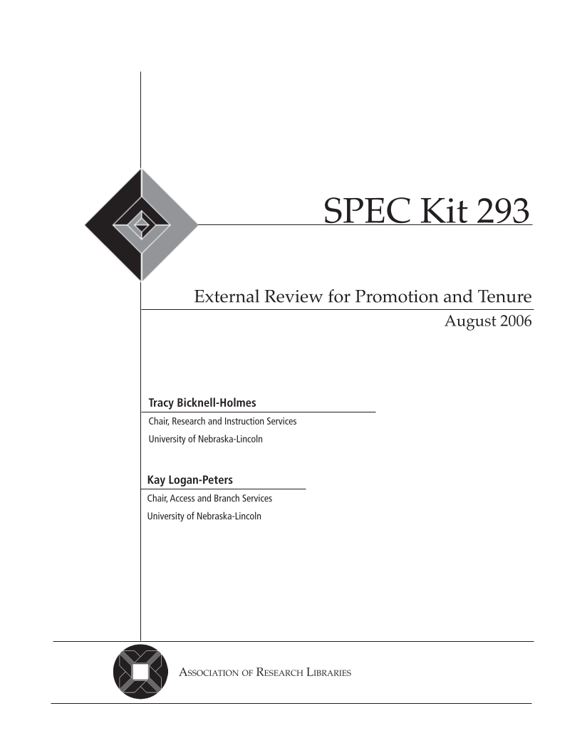 SPEC Kit 293: External Review for Promotion and Tenure (August 2006) page 3