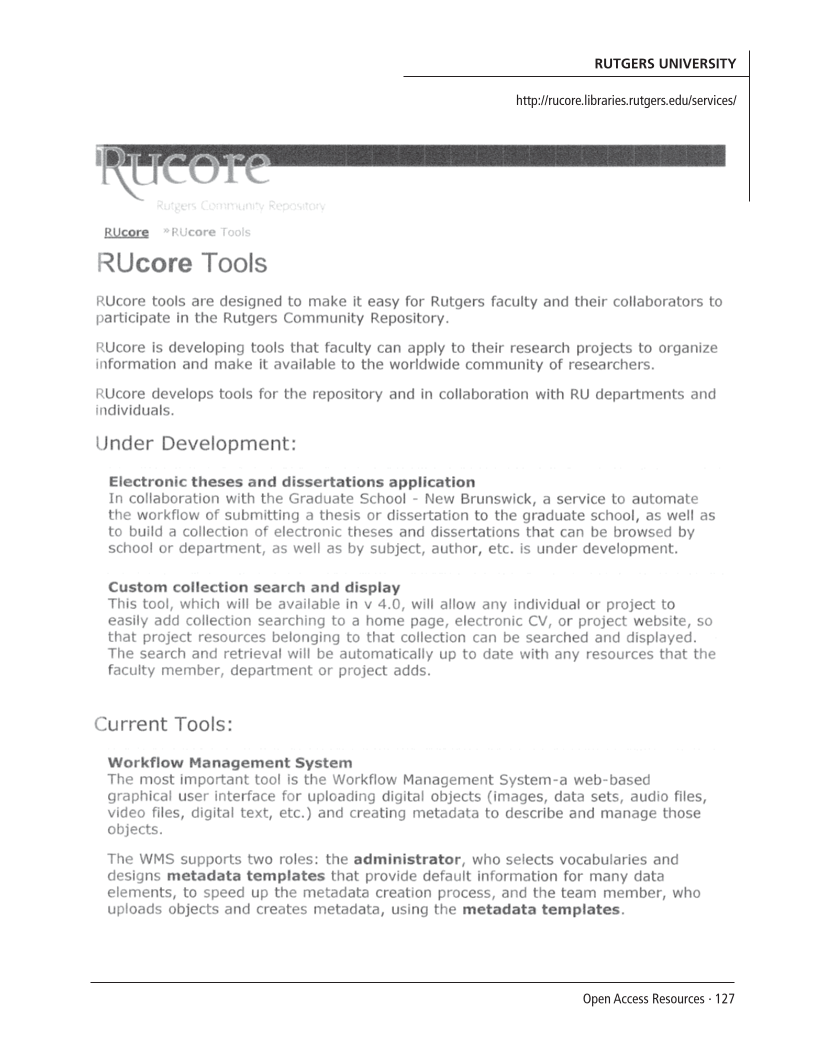 SPEC Kit 300: Open Access Resources (September 2007) page 127