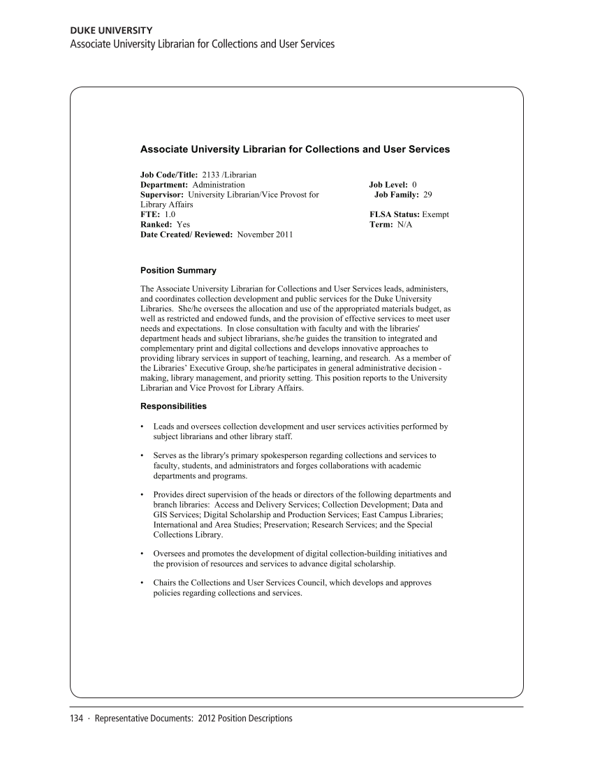 SPEC Kit 331: Changing Role of Senior Administrators (October 2012) page 134