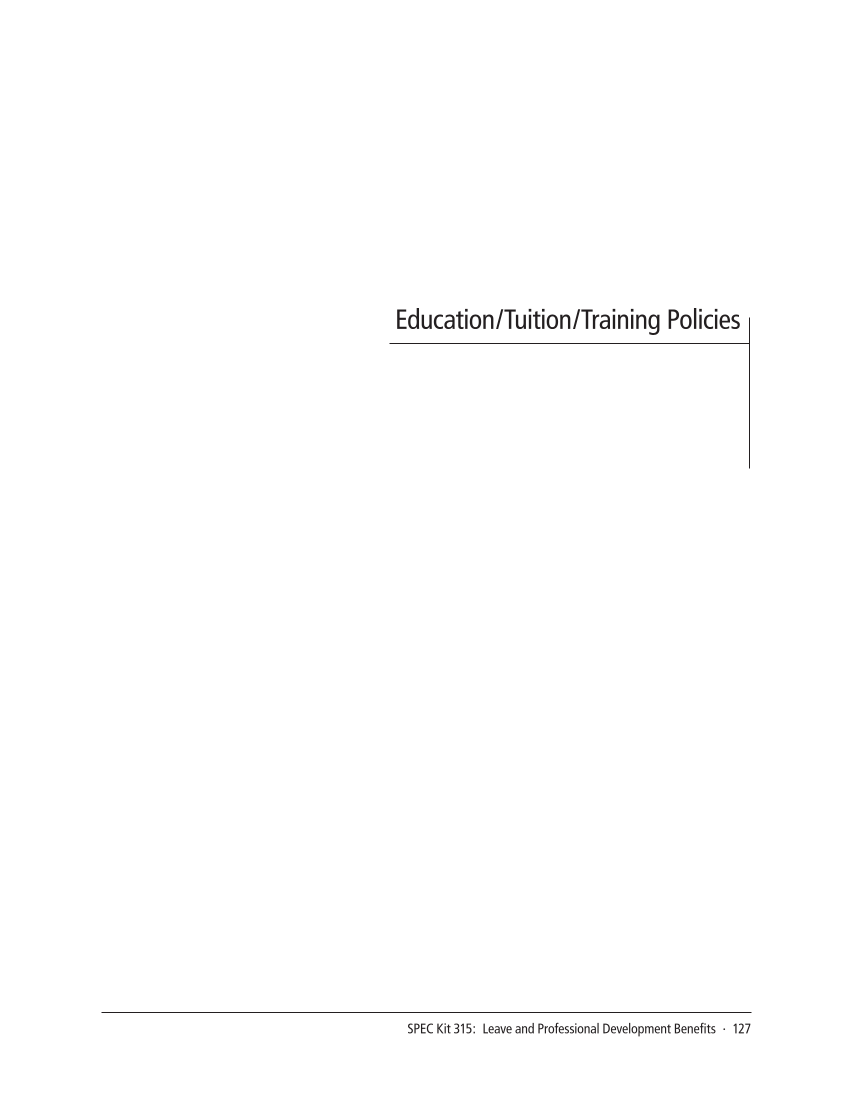 SPEC Kit 315: Leave and Professional Development Benefits (December 2009) page 127