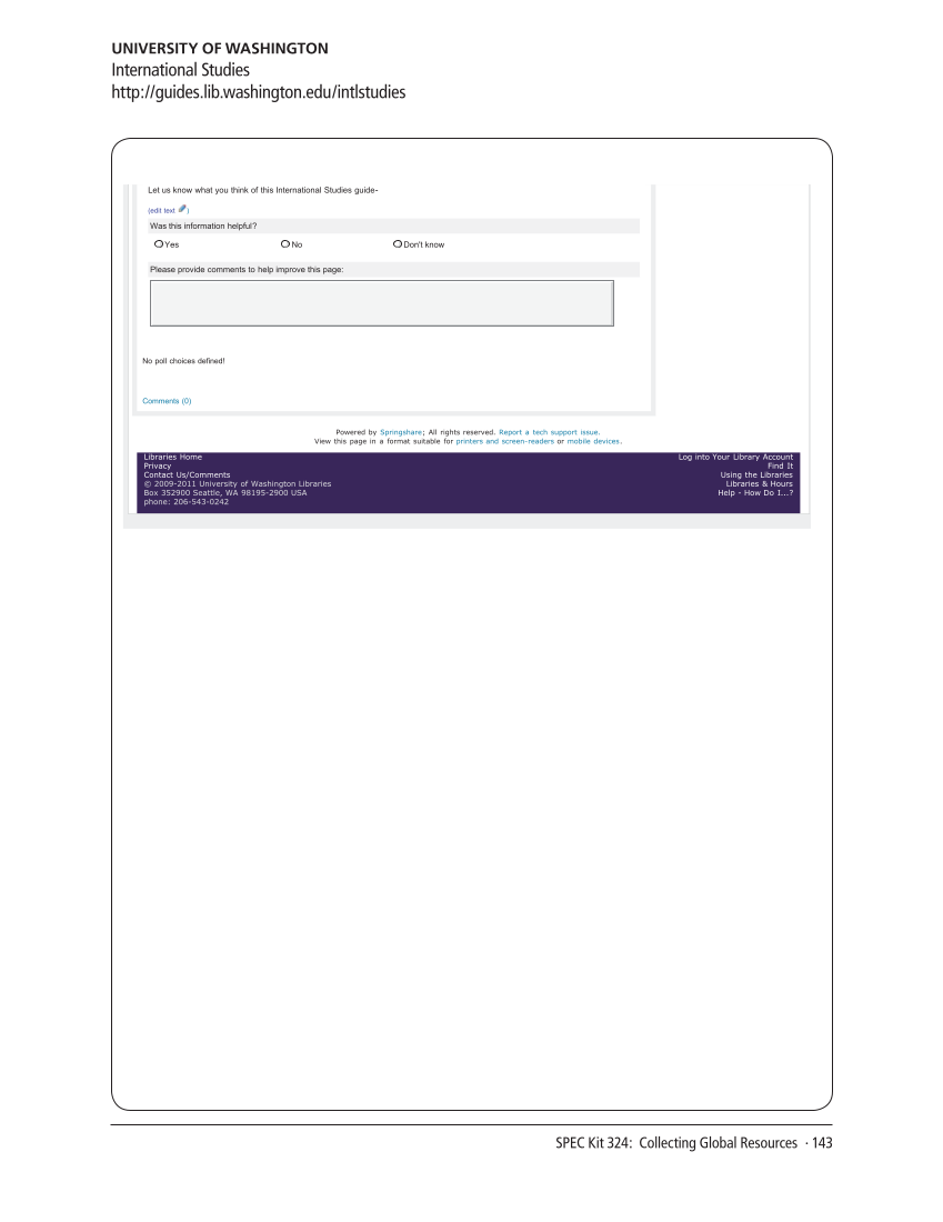 SPEC Kit 324: Collecting Global Resources (September 2011) page 143