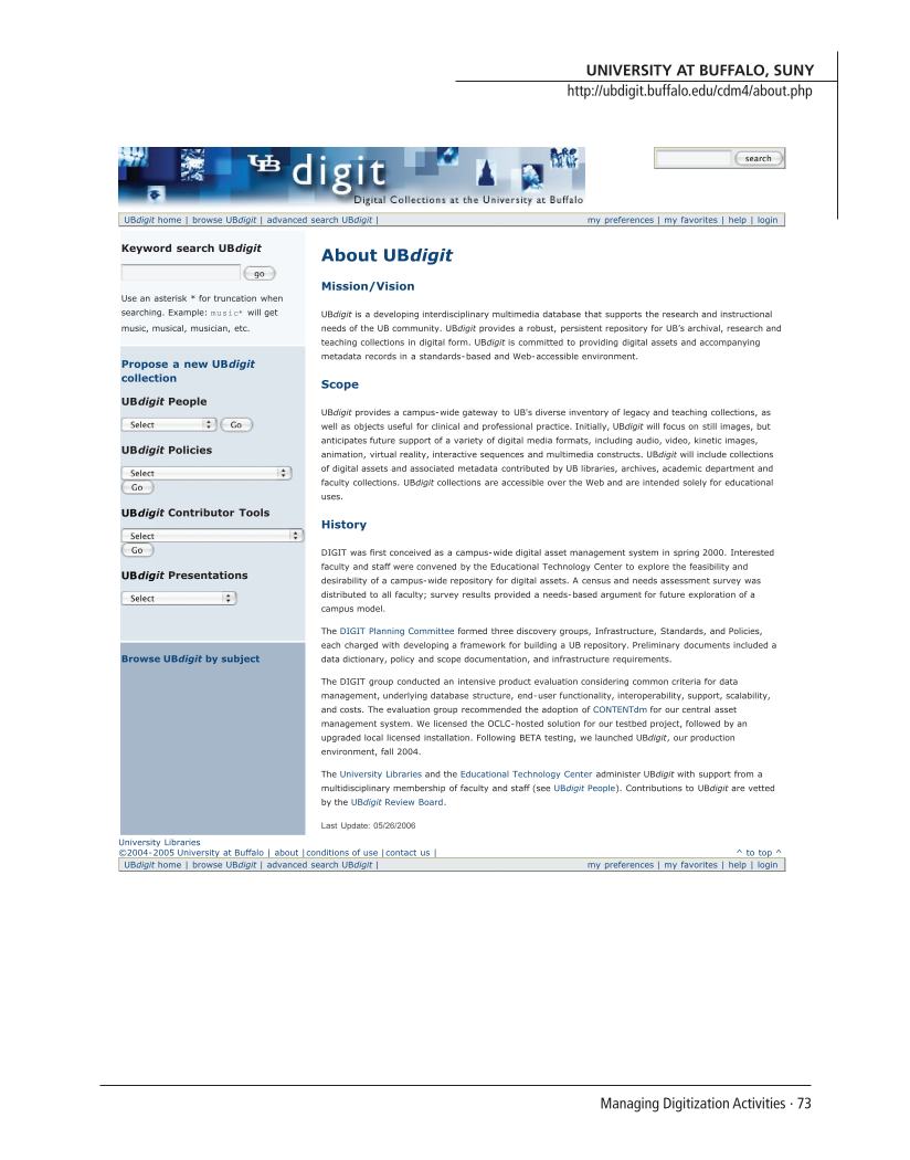 SPEC Kit 294: Managing Digitization Activities (September 2006) page 73