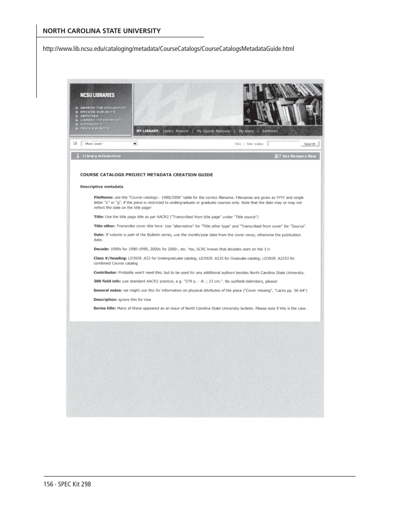 SPEC Kit 298: Metadata (July 2007) page 156
