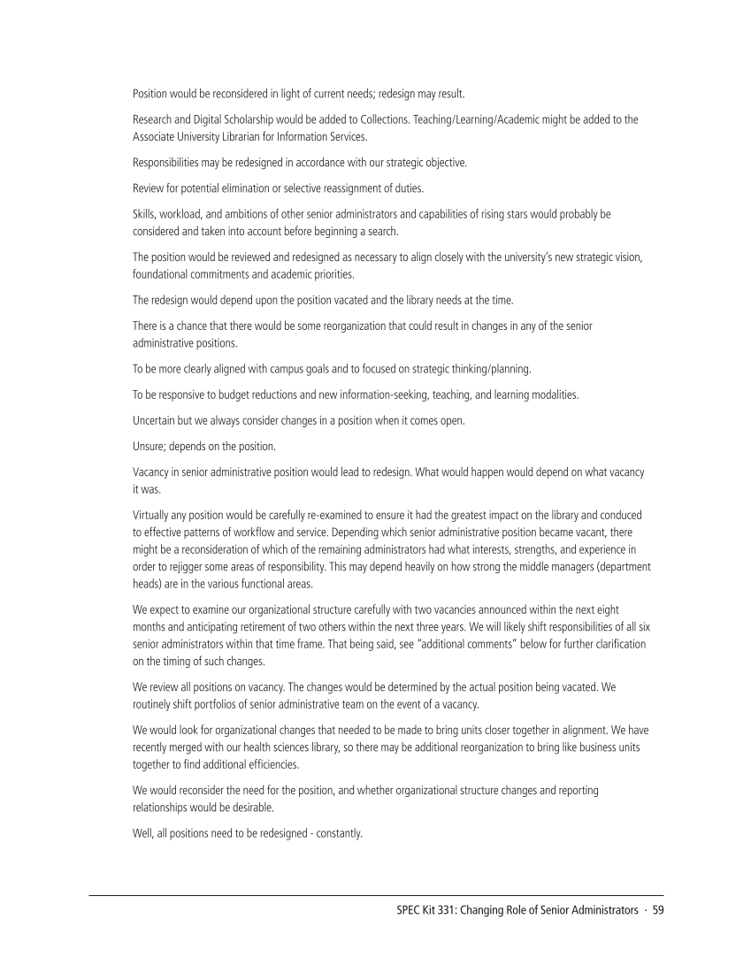 SPEC Kit 331: Changing Role of Senior Administrators (October 2012) page 59