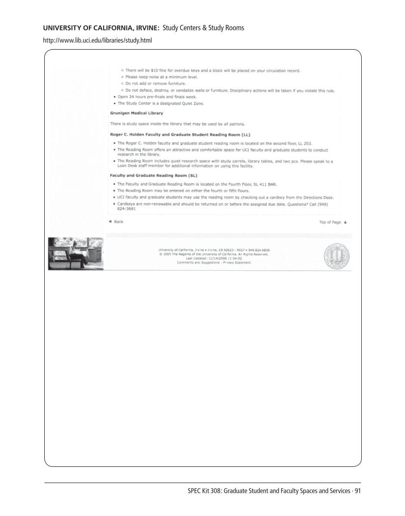 SPEC Kit 308: Graduate Student and Faculty Spaces and Services (November 2008) page 91