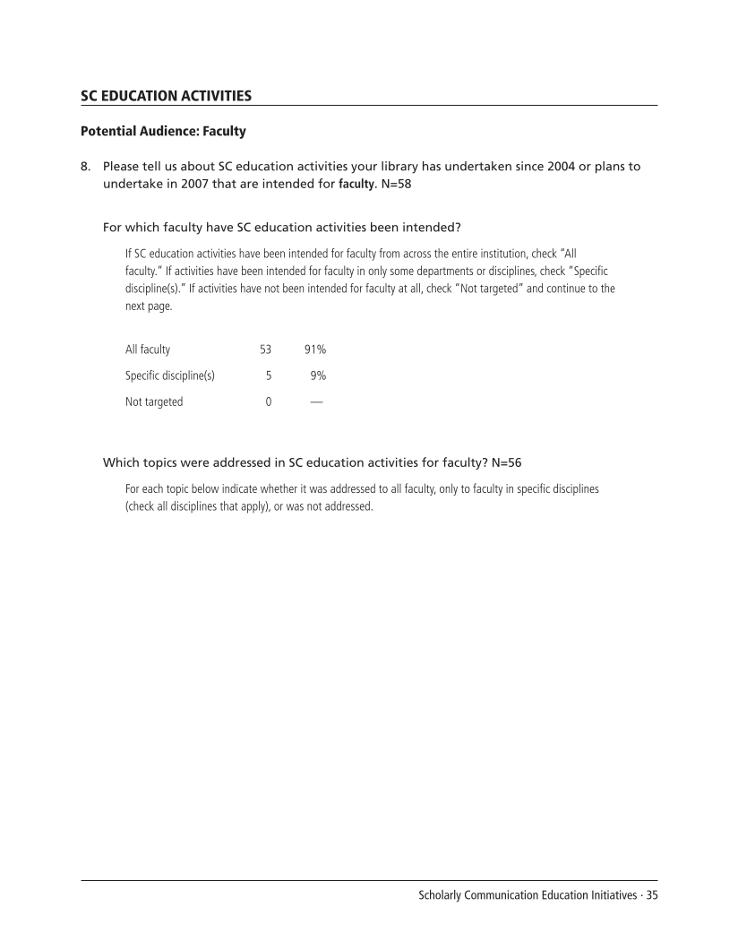 SPEC Kit 299: Scholarly Communication Education Initiatives (August 2007) page 35