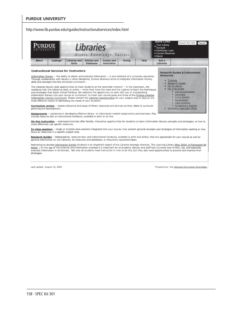 SPEC Kit 301: Liaison Services (October 2007) page 158