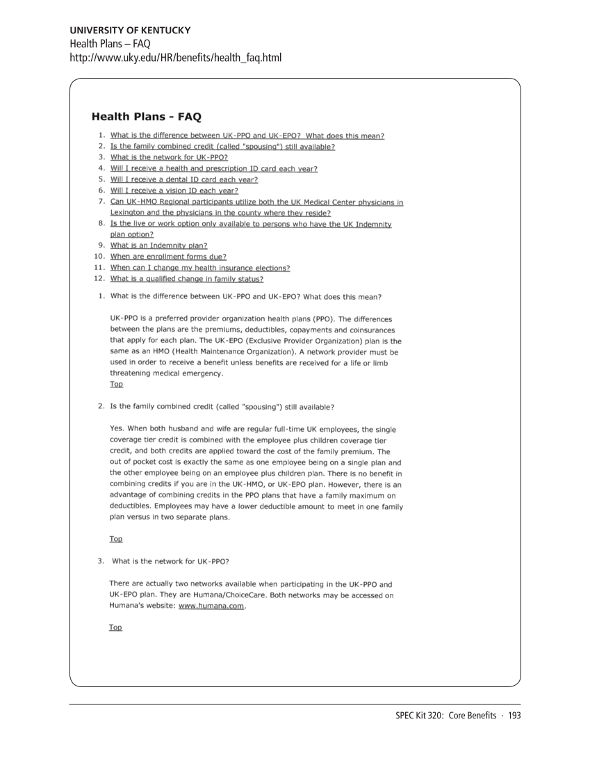 SPEC Kit 320: Core Benefits (November 2010) page 193