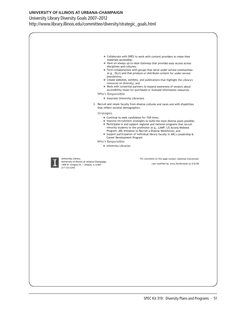 SPEC Kit 319: Diversity Plans and Programs (October 2010) page 51