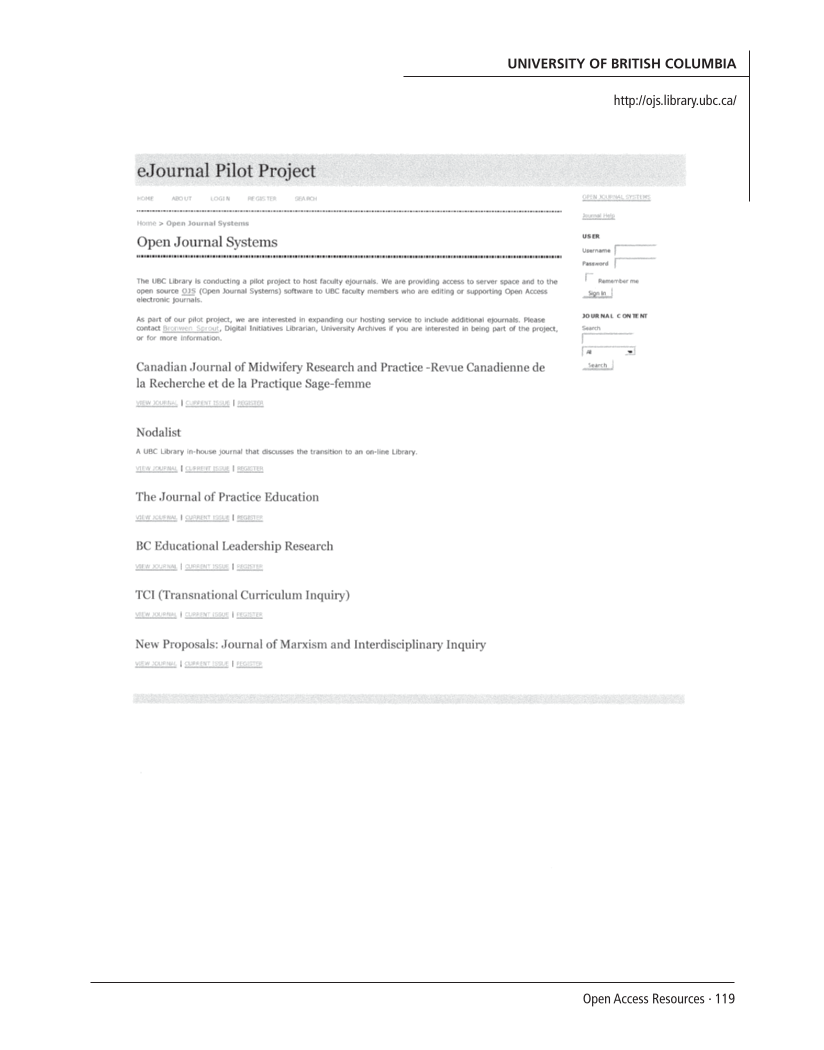 SPEC Kit 300: Open Access Resources (September 2007) page 119